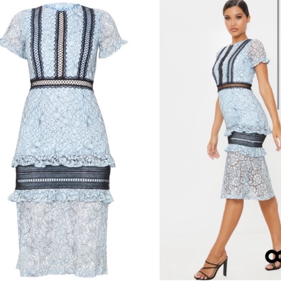PrettyLittleThing Blue Lace Dress - Picture 2 of 6